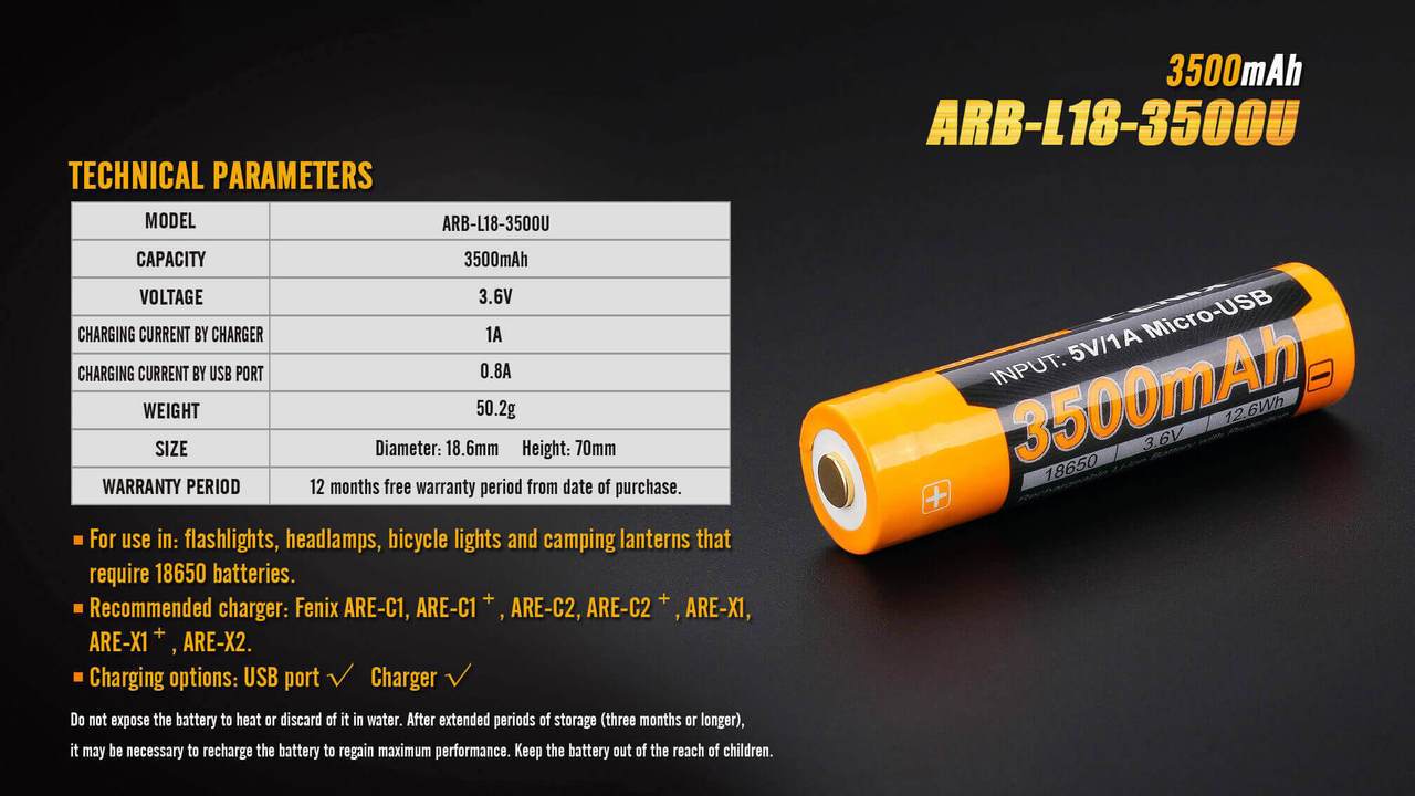 Fenix ARB-L18-3500U USB Rechargeable 18650 - Image 8