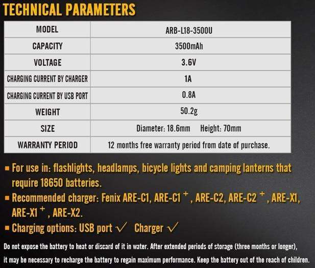 Fenix ARB-L18-3500U USB Rechargeable 18650 - Image 9