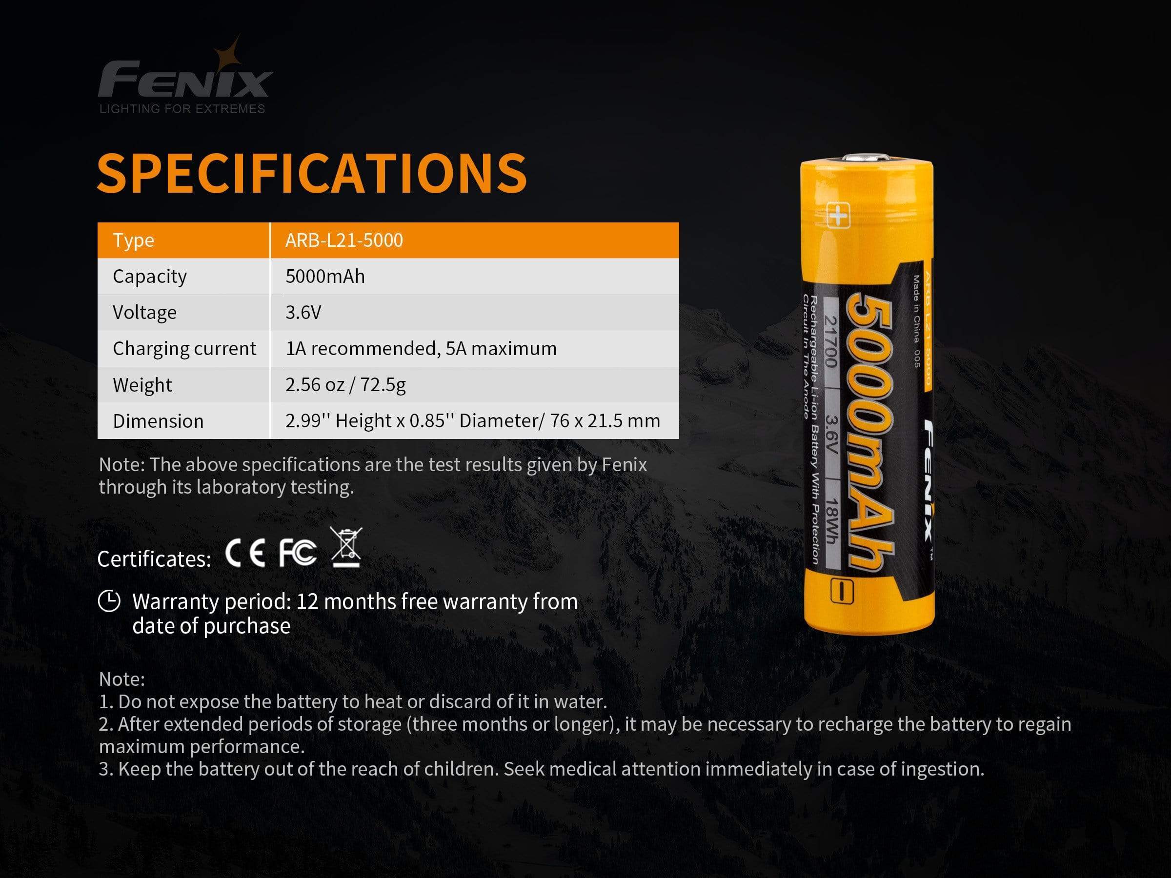 Fenix Rechargeable 5000mAh 21700 - Image 3