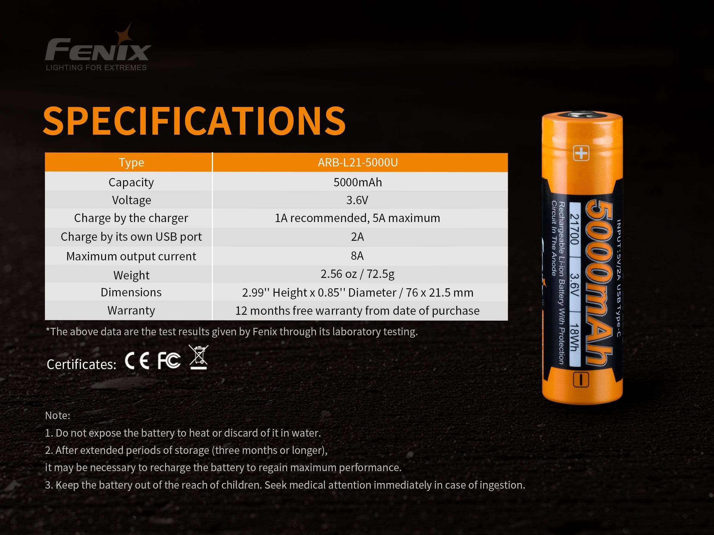 Fenix USB Rechargeable 5000mAh 21700 - Image 8