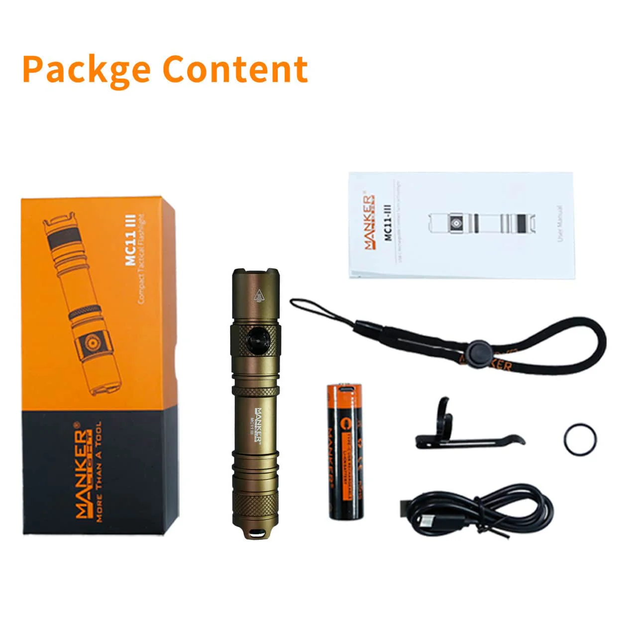 Manker MC11 III USB-C Rechargeable Tactical Flashlight - Image 12