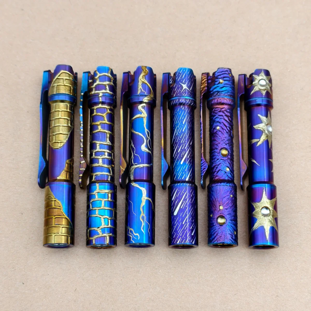 ReyLight Pineapple Mini Ti MK3- hand carved n heat anodized - Image 2