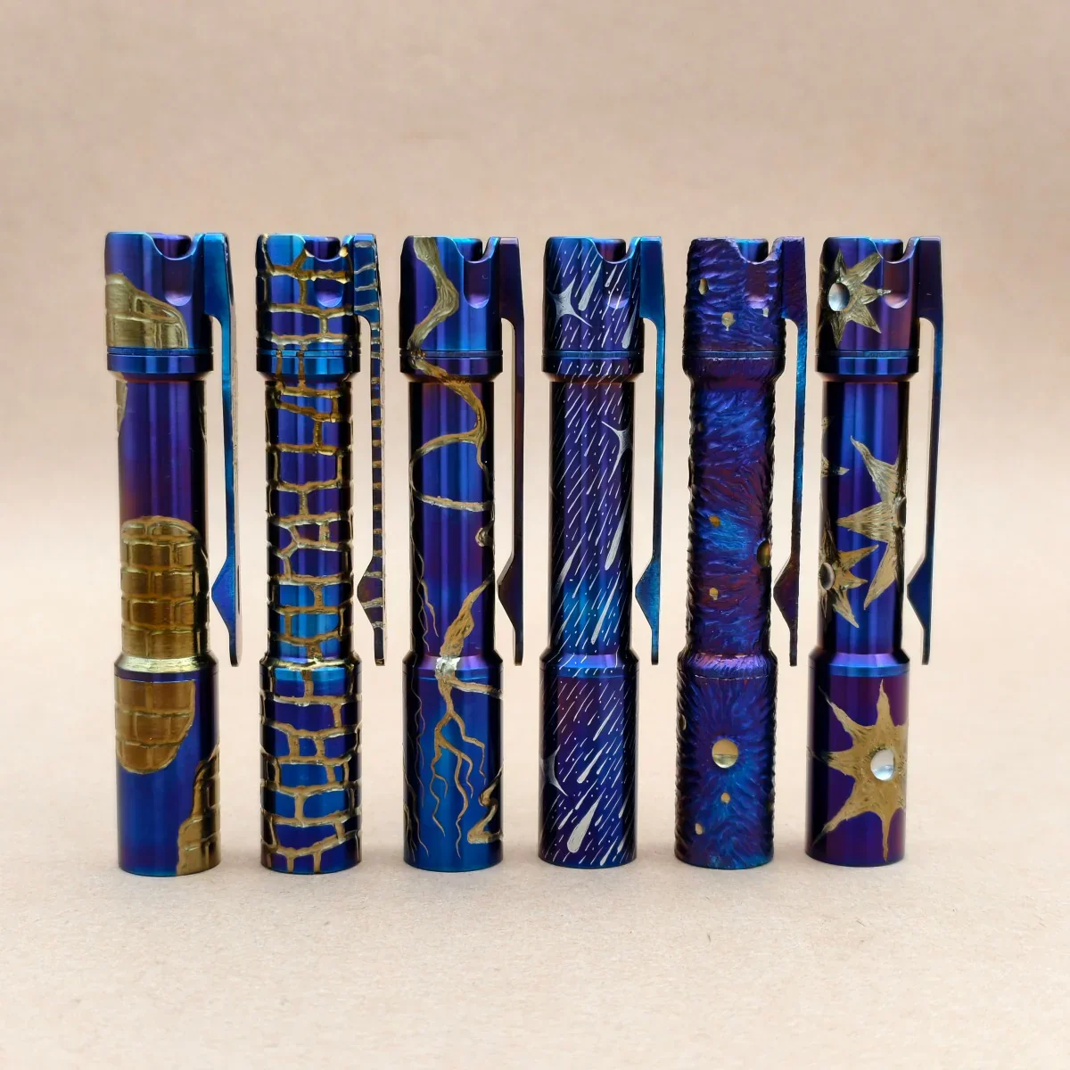 ReyLight Pineapple Mini Ti MK3- hand carved n heat anodized - Image 3