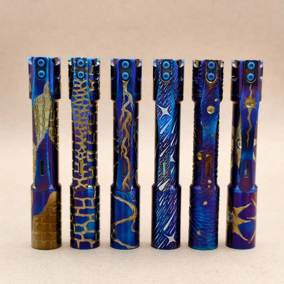 ReyLight Pineapple Mini Ti MK3- hand carved n heat anodized - Image 4