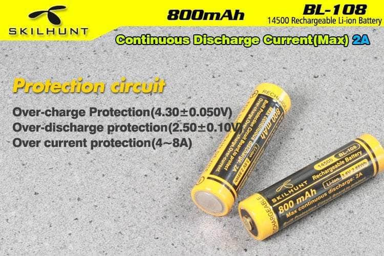 Skilhunt BL-108 800mAh 14500 Protected Battery - Image 2